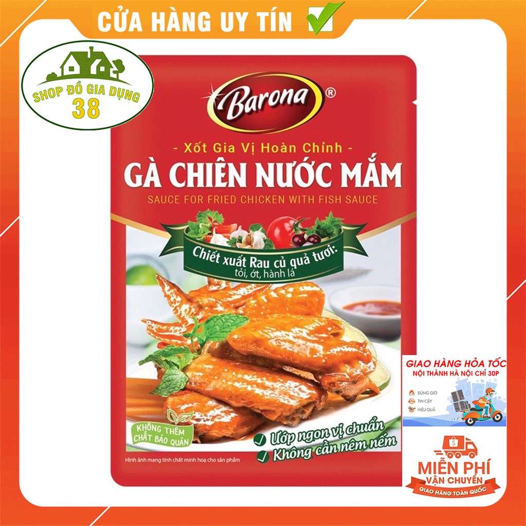 Xốt Gà Chiên Nước Mắm Gia Vị Hoàn Chỉnh BARONA - Gà Chiên Nước Mắm gói 80g