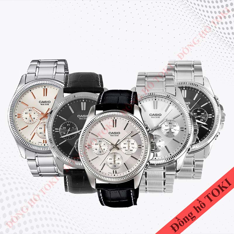 Pin thay đồng hồ đeo tay casio MTP-1375 dây da dây kim loại các màu