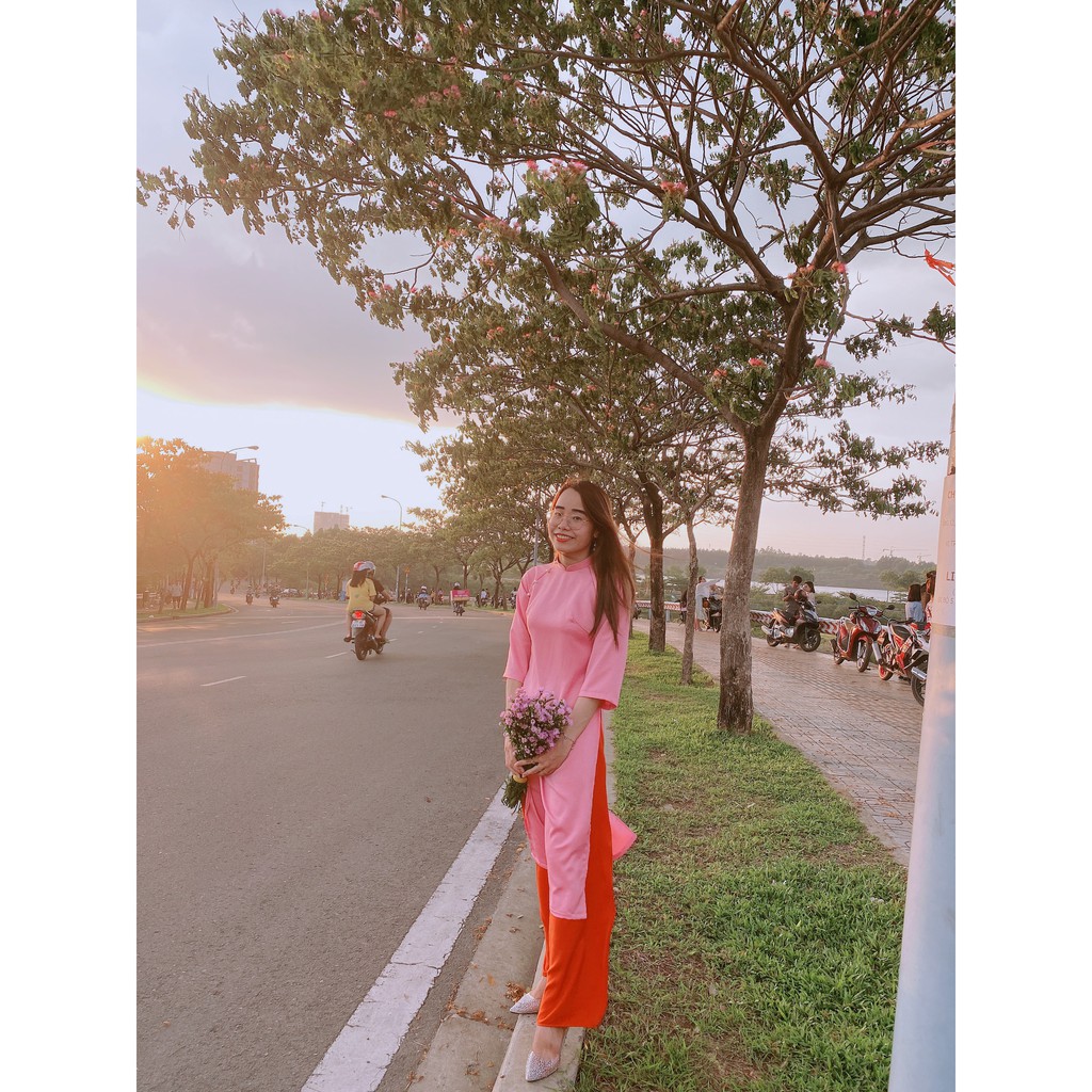 ÁO DÀI DÁNG XƯA LỤA TẰM HỒNG PHẤN ⚡HÀNG THIẾT KẾ⚡Trẻ trung,Sang trọng,thoải mái/Mẫu mới năm 2021