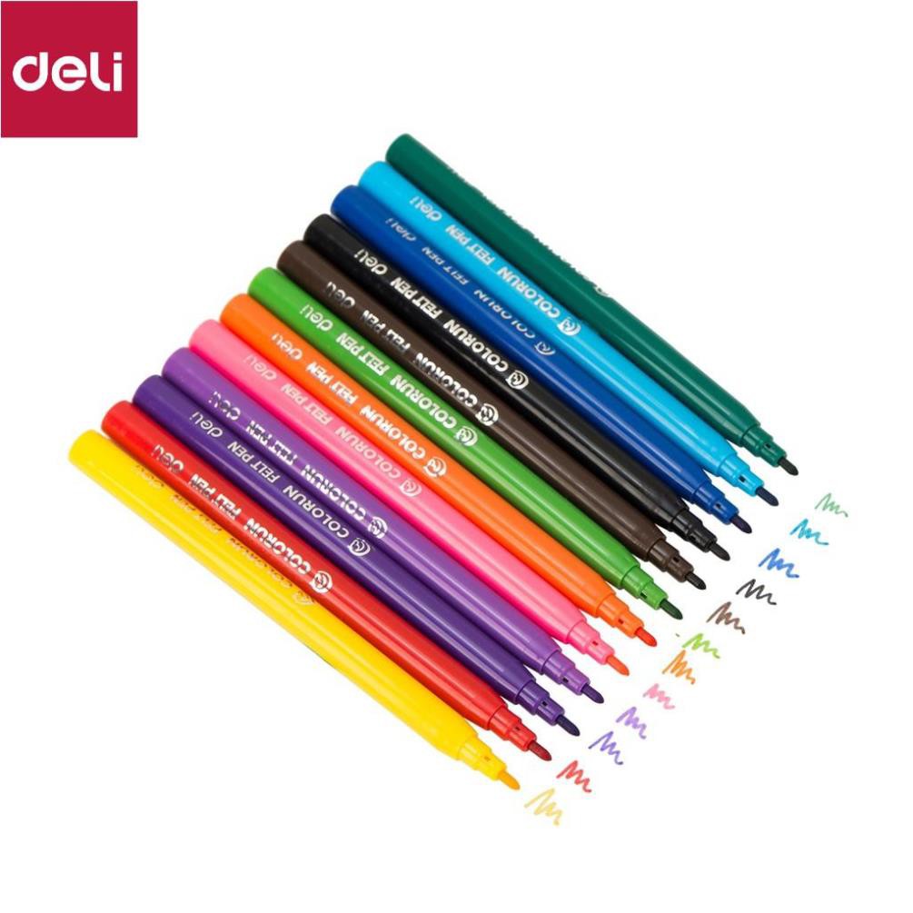 Bút màu lông  1.0mm Deli, 12 màu/18 màu/24 màu/hộp -  fiber pen - EC10003/EC10013/EC10023 [Deli]