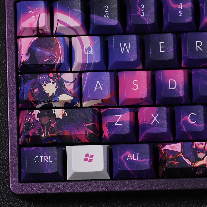 Raiden Mei  theme keycaps  Honkai Impact 3 PBT Dye-Thăng hoa Bàn phím cơ học Keycaps Hai chiều Royal Sister Cá nhân hóa Keycaps Cherry hồ sơ 108 Phím