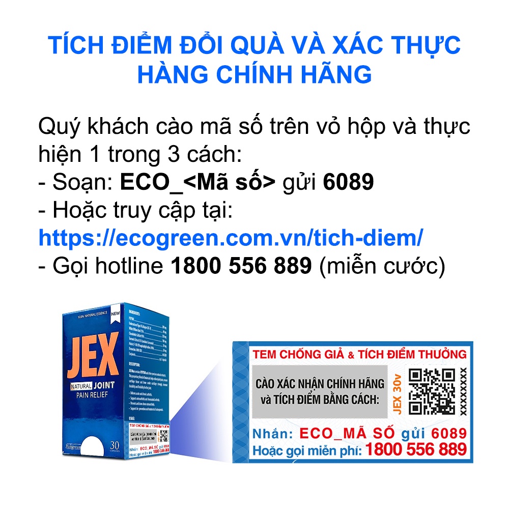 Viên uống JEX giảm đau, bảo vệ xương khớp (60 viên)