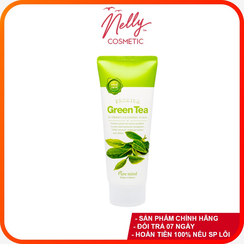 (❤️GIÁ TỐT NHẤT❤️) Sữa rửa mặt trà xanh Green Tea Pure Mind So Fresh Cleaning Foam 100ml hãng