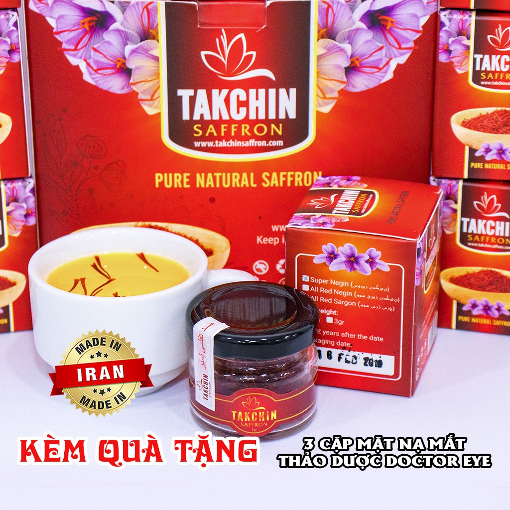 [Saffron Giá Rẻ] 1gram Saffaron - Nhụy Hoa Nghệ Tây Takchin Chính hãng Iran tặng kèm 3 cặp đắp mắt Doctor Eye