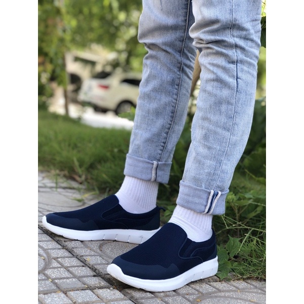 Giầy lười Nam,giày slipon nam mặt lưới giày(urban) vnxk XANH-DEN | BigBuy360 - bigbuy360.vn