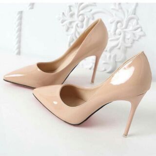 Cao gót Calla đế đỏ màu nude da 7p
