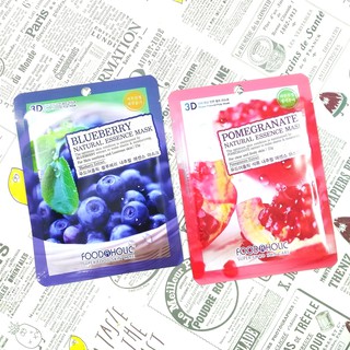 Mặt nạ Hàn Quốc FOODAHOLIC 3D 23g mask chiết xuất cam lô hội sâm trà xanh ốc việt quất khoai tây chua collagen lựu đắp
