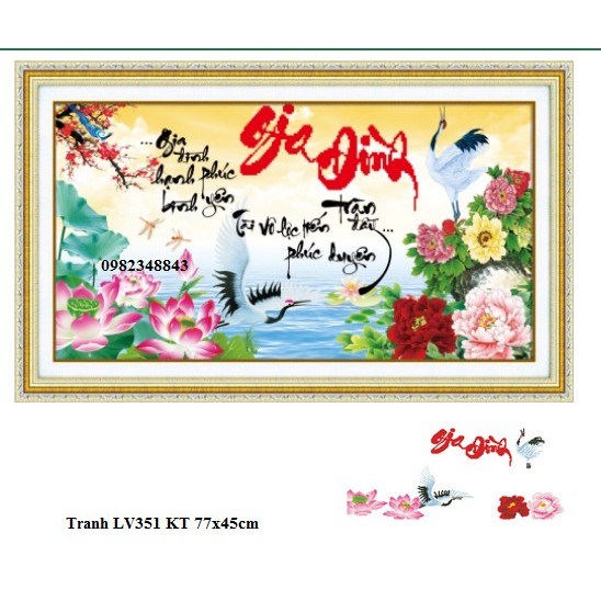 Tranh đính đá gia đình KT:77x45cm, tranh gắn đá chưa làm.