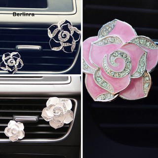 ☀Be 2Pcs Rhinestone Flower Shape Car Air Freshener Aromatherapy Diffuser Vent Clip
