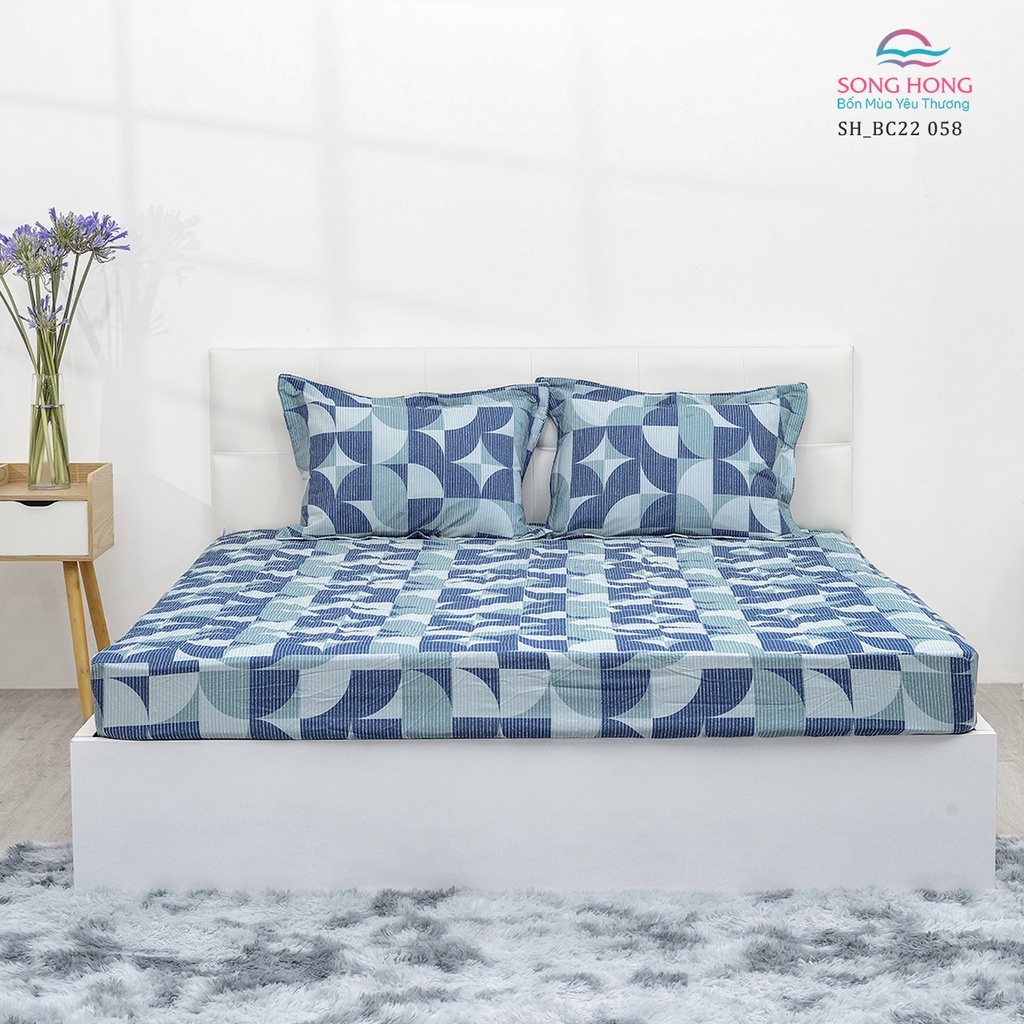 Ga chun (có chần) 2m*2.2m - Chất cotton - Sông Hồng chính hãng.