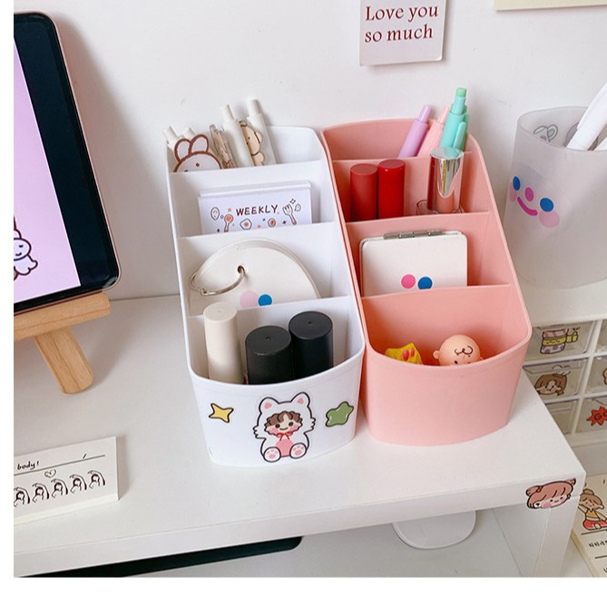 Hộp nhựa đựng đồ để bàn máy tính màu đẹp ngẫu nhiên