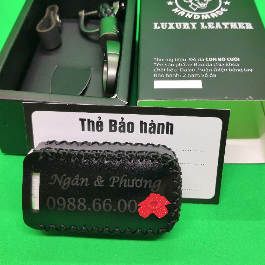 Bao Da Chìa Khóa Smartkey Yamaha (NVX, Freego, Grand, Janus) Da Bò Nhập Khẩu Italia, Bảo Hành 2 Năm