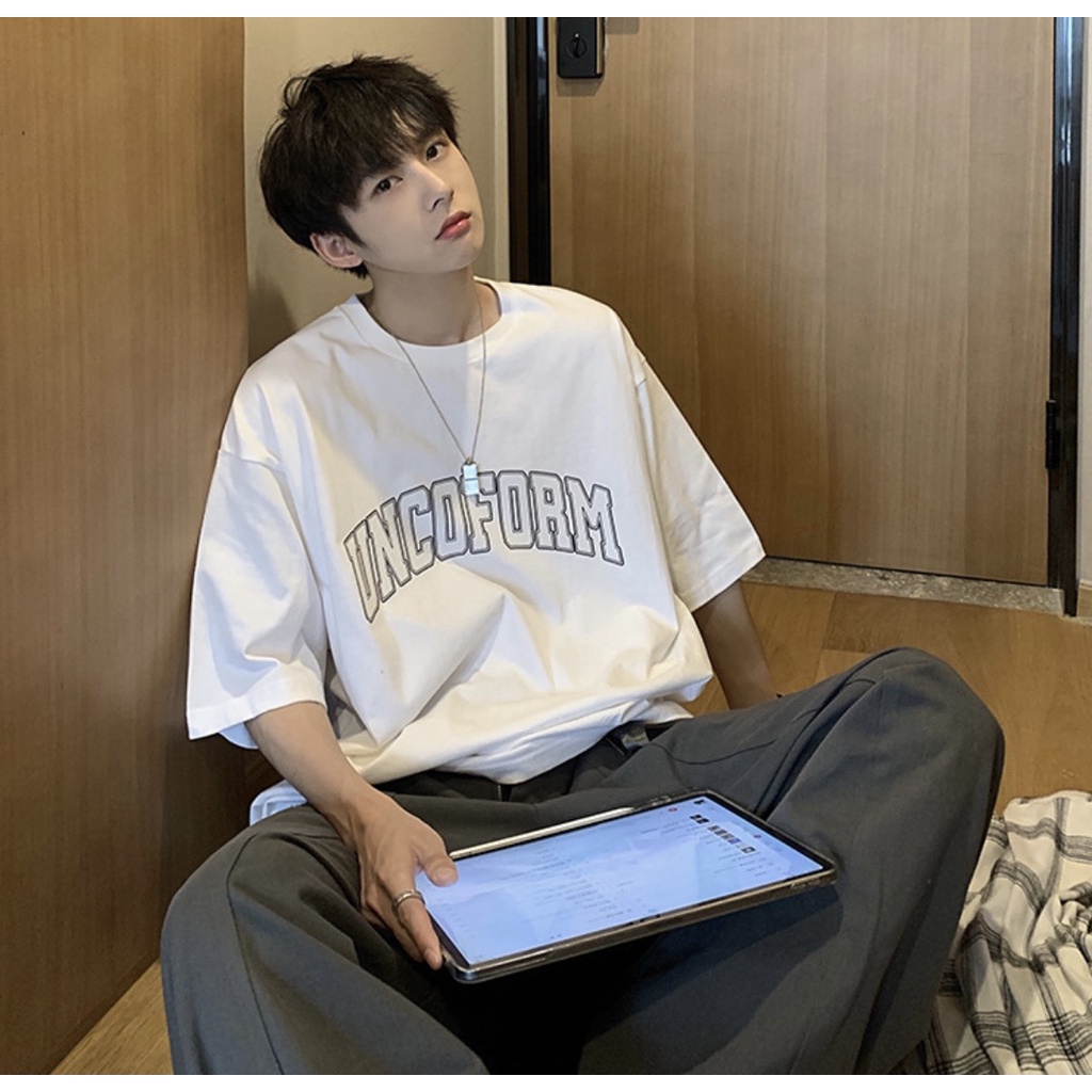 Áo Thun Uncoform Tay Lỡ Chất 100% Cotton Cao Cấp Form Rộng Đẹp Unisex Mặc Đôi Mặc Cặp Cho Nam Nữ