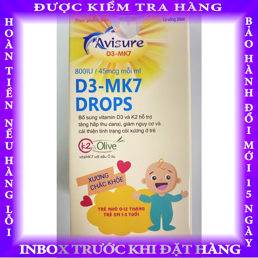 Avisure D3-MK7 Drops.Bổ Sung Vitamin D3,K2 Giúp Bé Hấp Thu Canxi,Phát Triển Chiều Cao  tranbinh