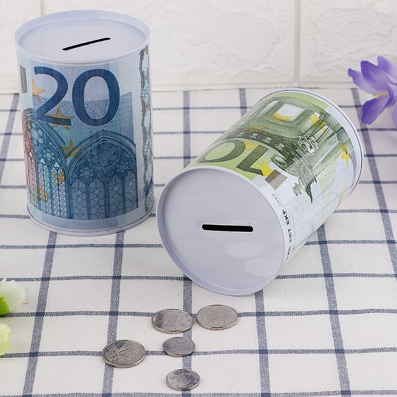 Hộp Thiếc Đựng Tiền Tiết Kiệm Hình Tờ Tiền euro Độc Đáo Tiện Dụng Cho Gia Đình