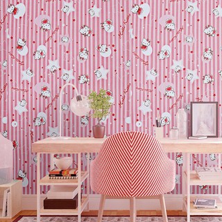 5m x 45cm  giấy dán tường kitty hồng sọc TP108