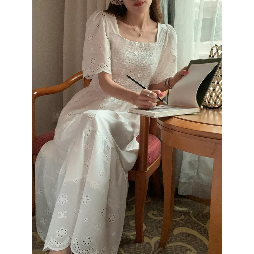 Đầm Dài Cổ Vuông Thời Trang Pháp Quý Phái 63009