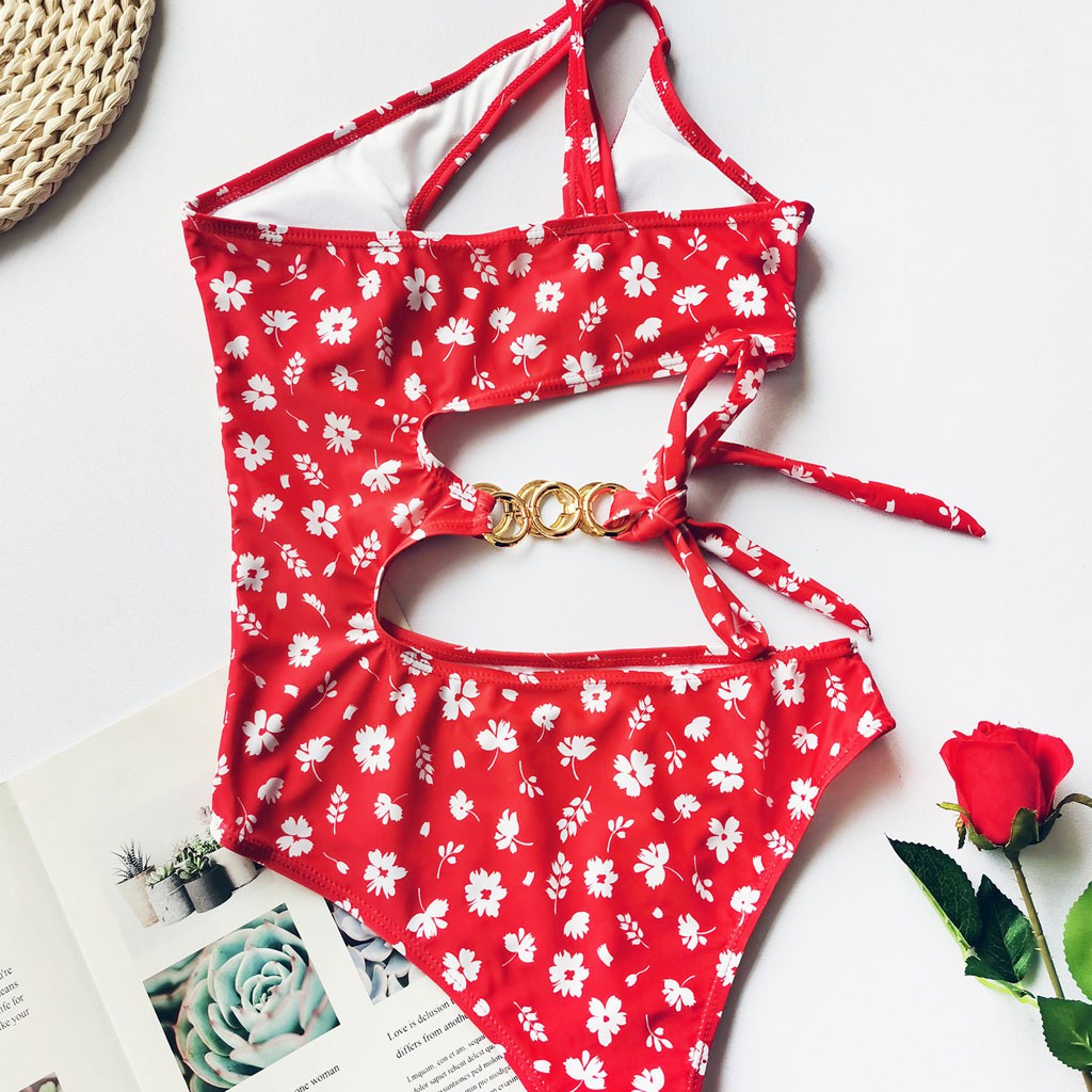 Bộ đồ bơi bikini một mảnh phối dây lỗ rỗng in họa tiết quyến rũ thời trang cho nữ | BigBuy360 - bigbuy360.vn