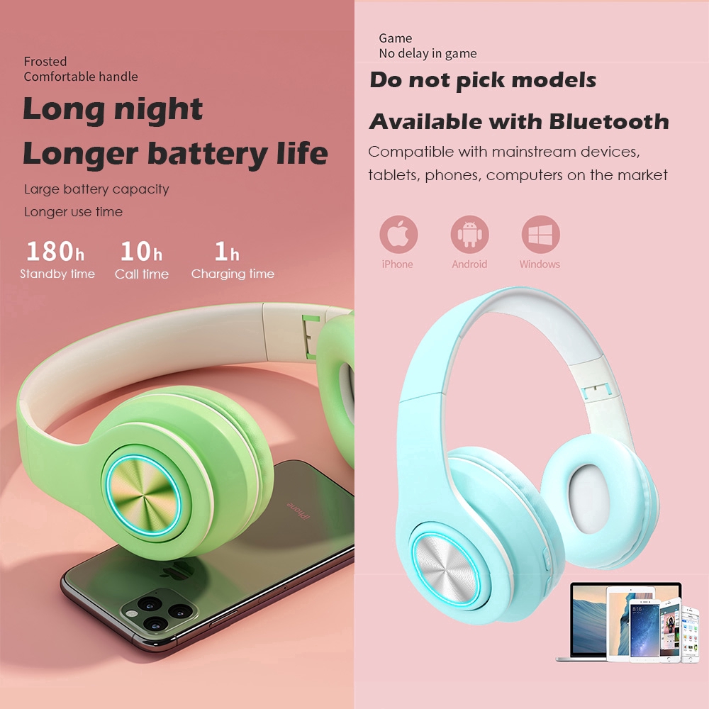 Tai nghe không dây Macaronc Colourful 5.0 Wireless Tai nghe Bluetooth HiFi Stereo Tai nghe không dây có micrô Tai nghe