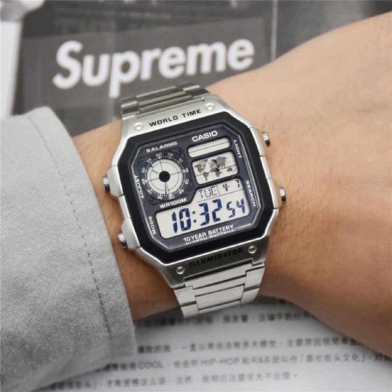Đồng hồ nam dây kim loại Casio chính hãng Anh Khuê AE-1200 AE-1200WHD-1AVDF