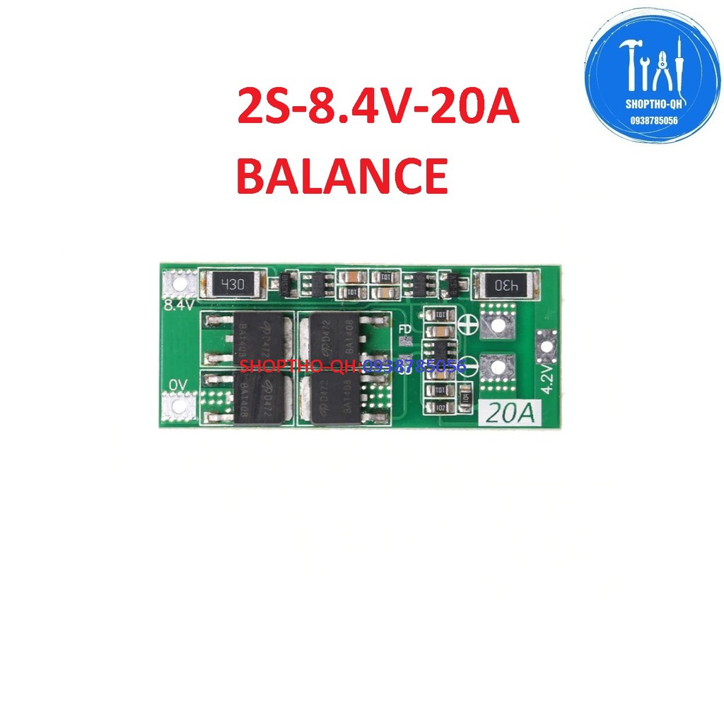 Mạch 2S -20A-8.4v, sạc cân bằng và bảo vệ cell pin lion 18650(Bản cân bằng).