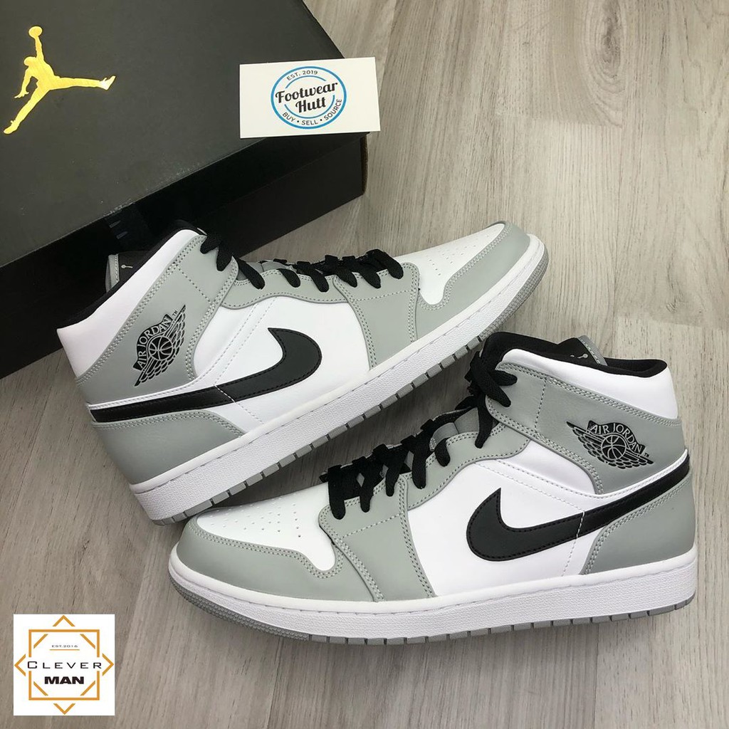 Giày thể thao JD1 Retro High Light Smoke Grey cao cổ xám logo đen