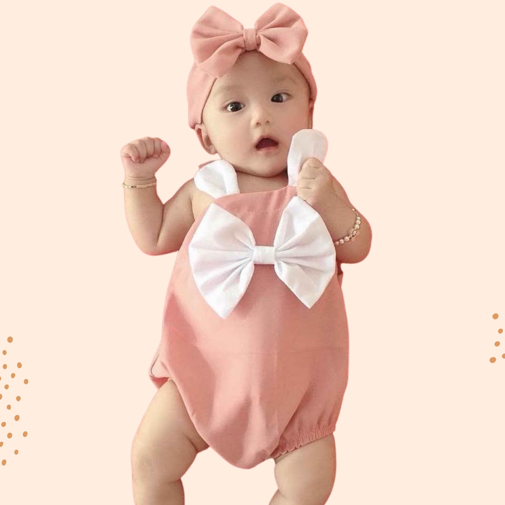 Bộ bodysuit dây thiết kế cho bé gái sơ sinh đến 13kg tặng kèm Turban và giày. Thời trang Lễ Tết - Riokids BD10