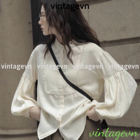 áo babydoll tay bồng tiểu thư hàng QCCC , áo sơ mi cổ vuông thêu vintagevn