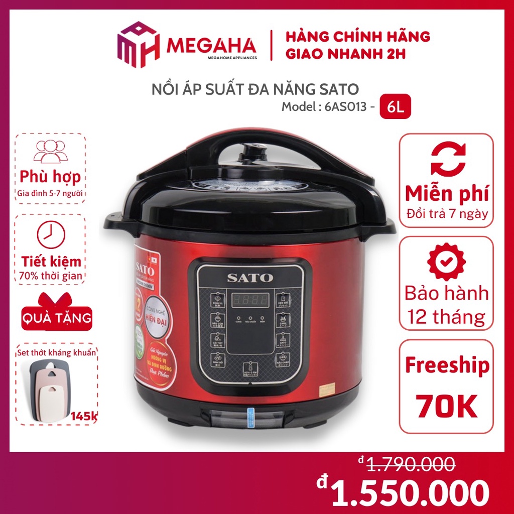 Nồi áp suất đa năng 6L SATO 6AS013 - MEGAHA