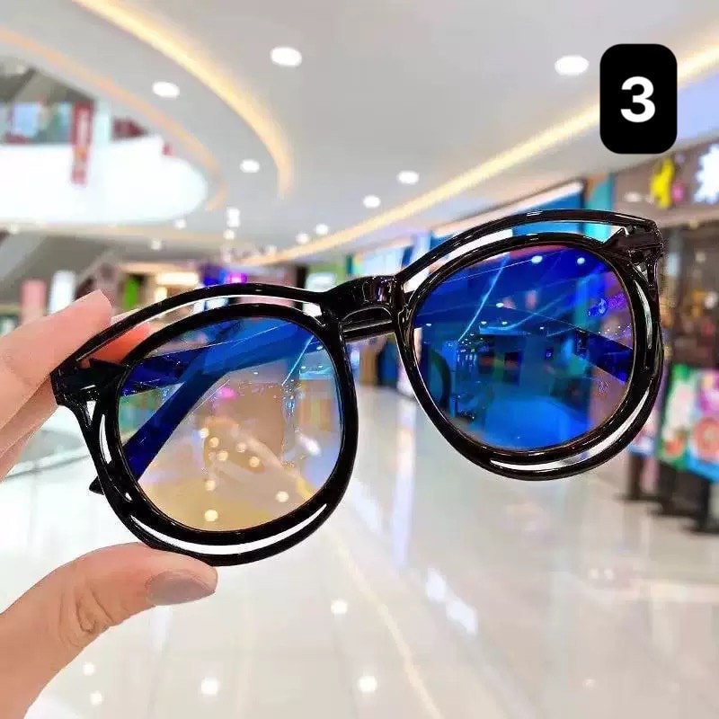 Kính mắt bé mắt tròn tráng gương gọng nhựa chống tia UV cho bé