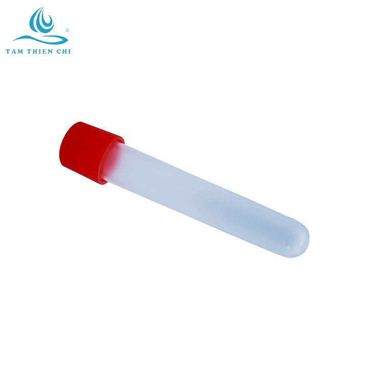 Ống nghiệm nhựa dẻo PP màu trắng có nắp đỏ không nhãn 5ml  HTM túi 100 tube