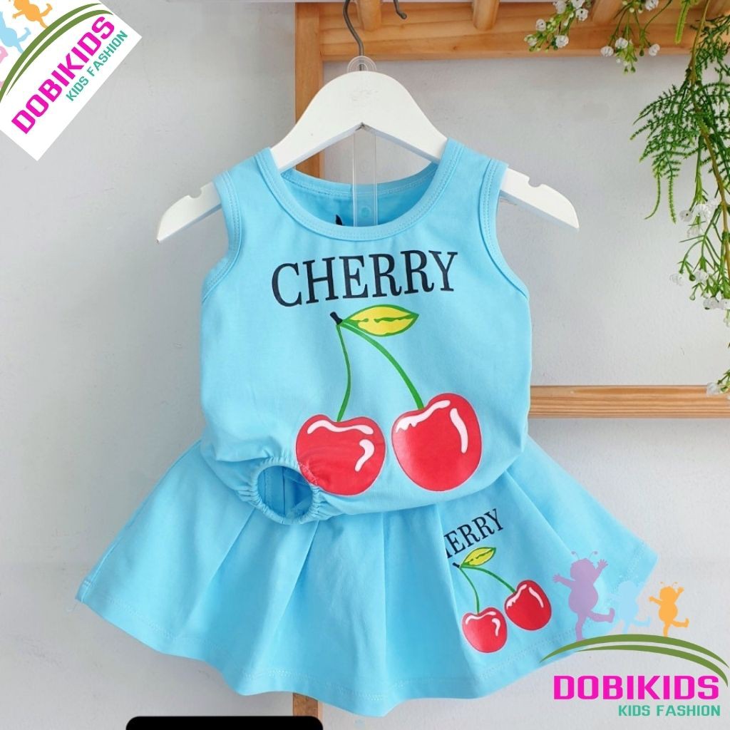 Dobikids - Set bộ bé gái quần váy cherry cotton SG chuẩn shop xịn 10-35kg