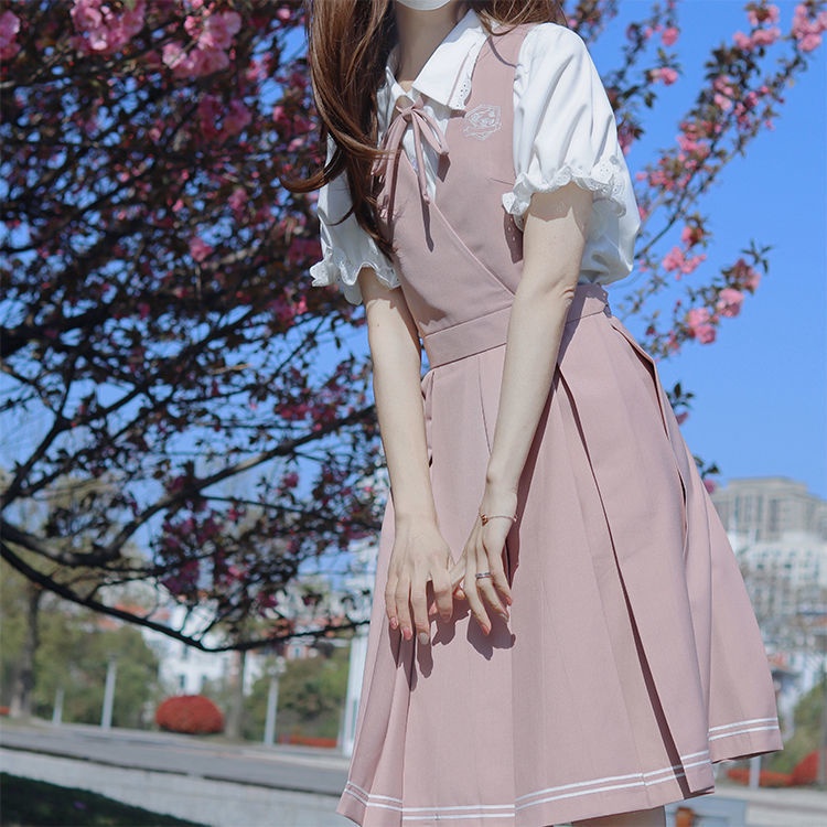 Young Girl College Dress Style Japanese JK Uniform Summer Lantern Sleeve Short Sleeve