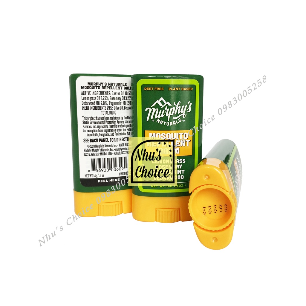 1 Cây lăn Sáp bôi Muỗi Murphy's Naturals 0.5oz - Thành phần tự nhiên, size du lịch