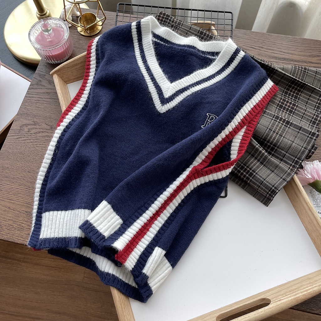 Áo dệt kim cổ chữ V thời trang xinh xắn cho nữ