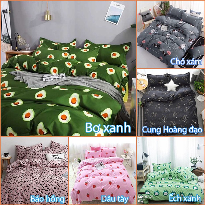  Ga gối Poly Cotton - Bộ Drap Ga Giường Mẫu Đẹp (Được chọn mẫu - Gồm 1 Ga + 2 Vỏ gối nằm)