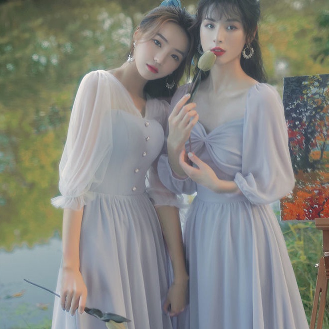 Đầm Phù Dâu Dáng Dài Thiết Kế Thanh Lịch Thời Trang Mới