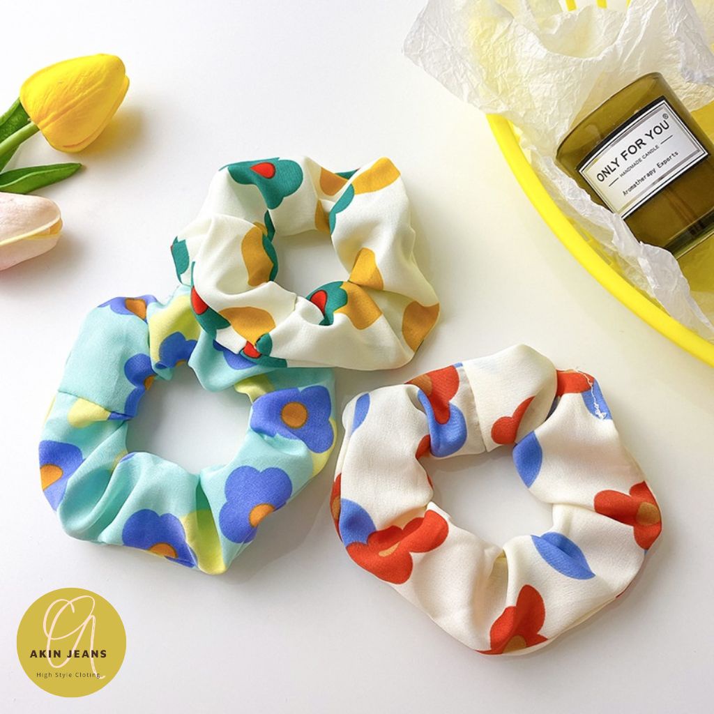Dây Buộc Tóc Scrunchies Họa Tiết Thời Trang Nữ Tính, Cột Tóc Scrunchies Dễ Thương Giá Rẻ Shop Akin Jeans Qc