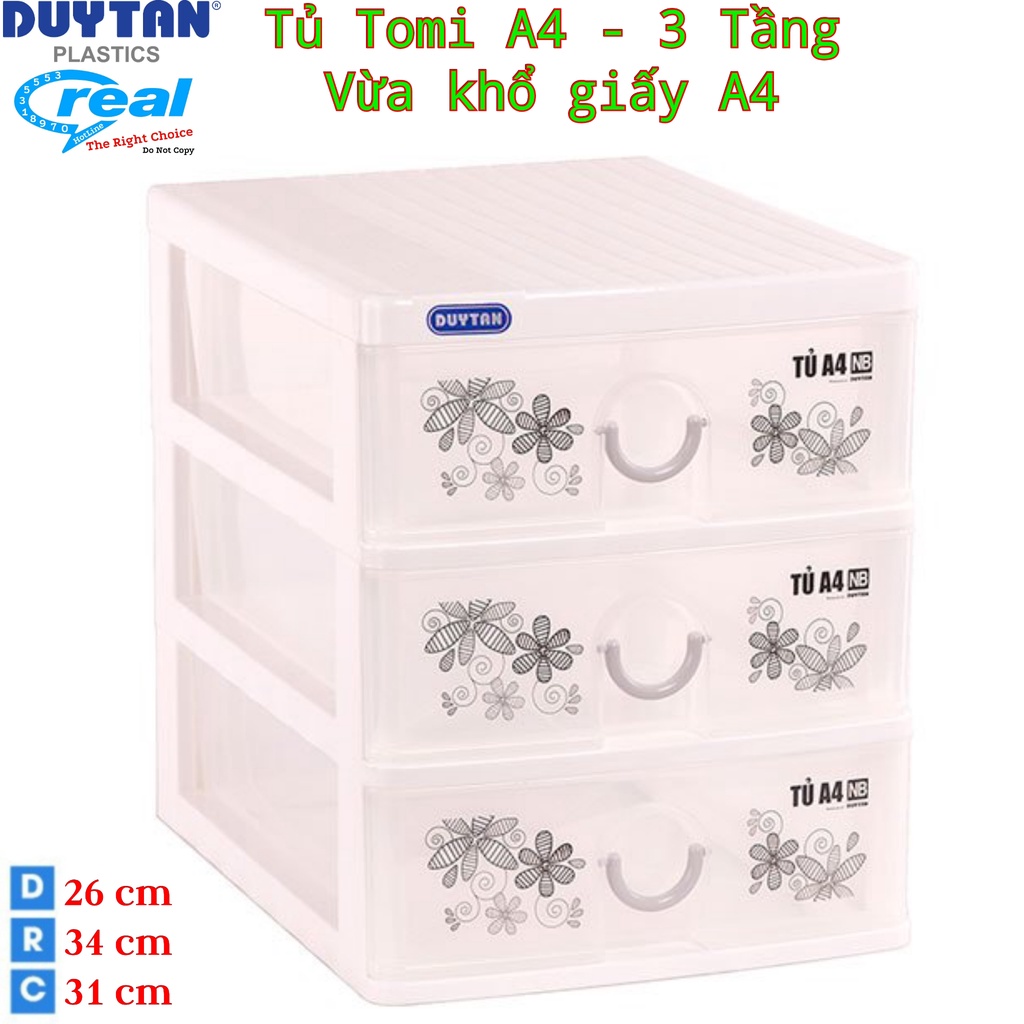 Tủ nhựa duy tân 3 tầng TOMI A4 (N26 x R35 x C31 cm )