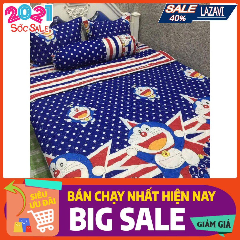 Ga trải giường poly việt nam 1m6x2m ( doremon chấm bi nhỏ )