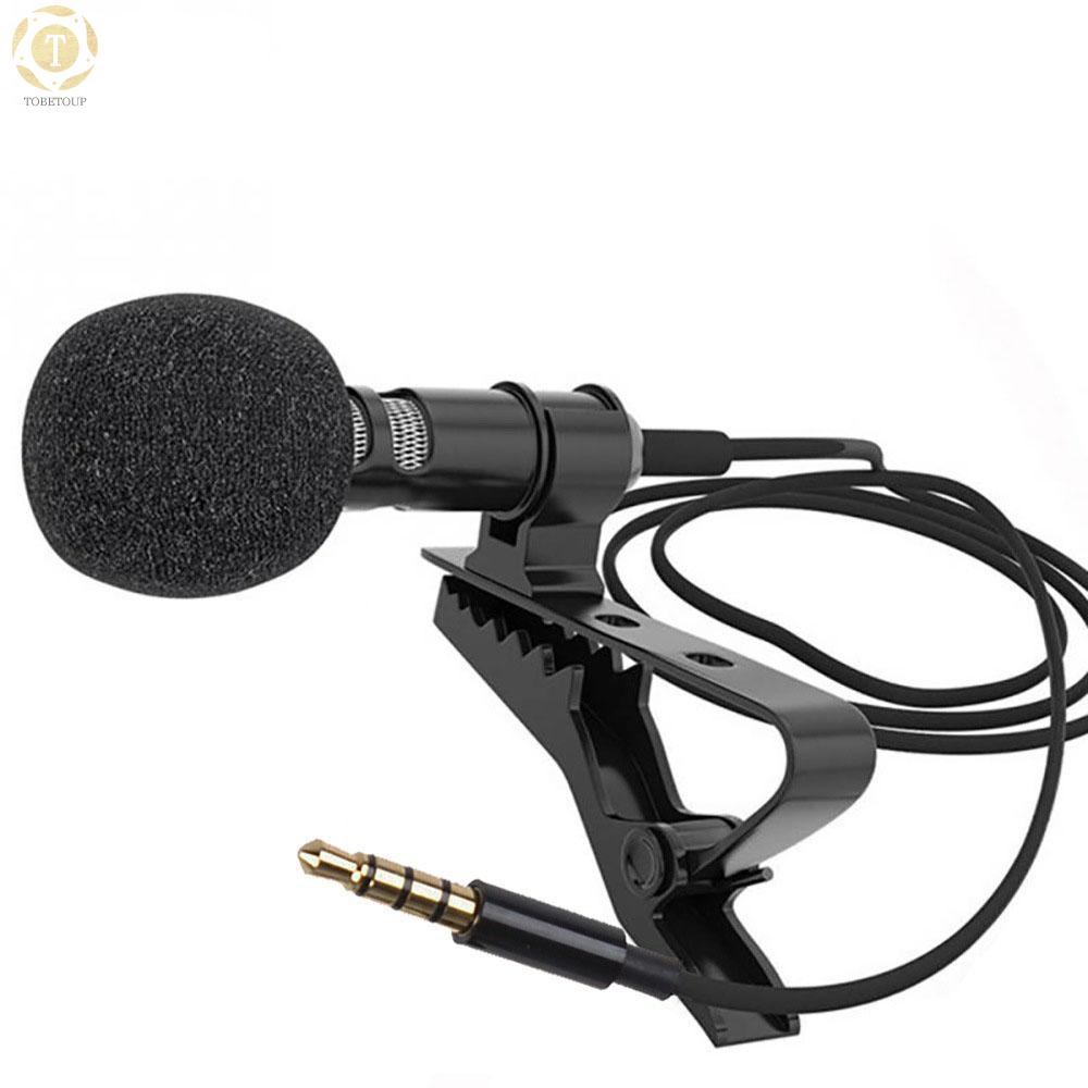 Shipped within 12 hours】 Mini Clip-on Lavalier Microphone Lapel Condenser Mic with 3.5mm Plug Compatible with iPhone iPad Android Smartphone DSLR Camera PC Laptop Microphone [TO]