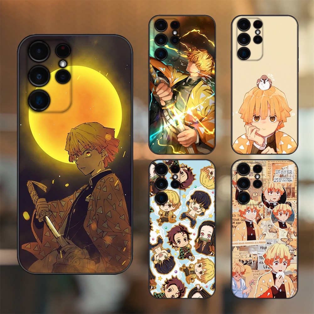 Ốp lưng Samsung S21 Ultra, S22 Ultra viền đen in hình Zenitsu Kimetsu no Yaiba