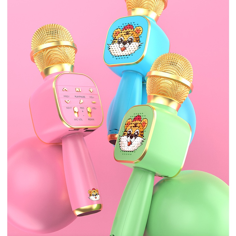 Micro Karaoke Bluetooth Trẻ Em Kèm Loa Bluetooth Mini GDS006 Âm Thanh To Nghe Rõ Lời Cho Bé Tập Hát