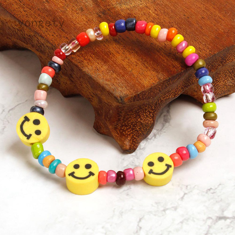 Yongety Vòng Tay Chuỗi Hạt   Mặt Cười Phong Cách Bohemian
