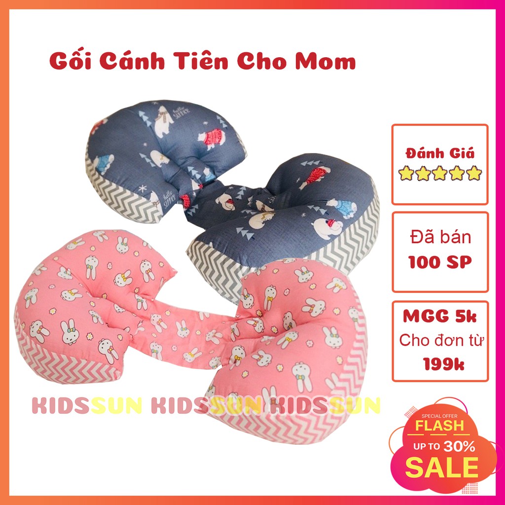 Gối Bầu Cánh Tiên KIDSSUN Cao Cấp Nâng Chất Liệu Cottot Và Bông Độ Đàn Hồi Cao  Đỡ Bụng Giảm Đau Lưng Cho Bà Bầu