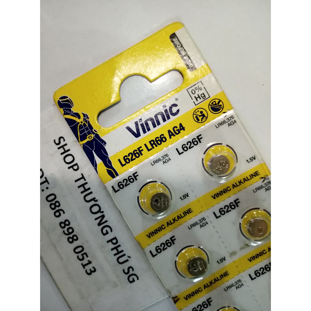 Pin Vinnic Alkaline L626F, LR66, AG4, 376 - 1.5V_VĨ 10 VIÊN