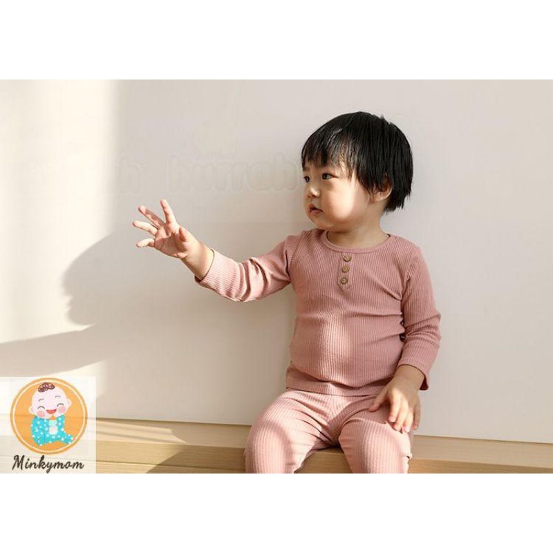 [MINKYMOM] Bộ Đồ Dài Tay 3 Cúc Thun Gân CHÍNH HÃNG MINKY MOM QUẢNG CHÂU