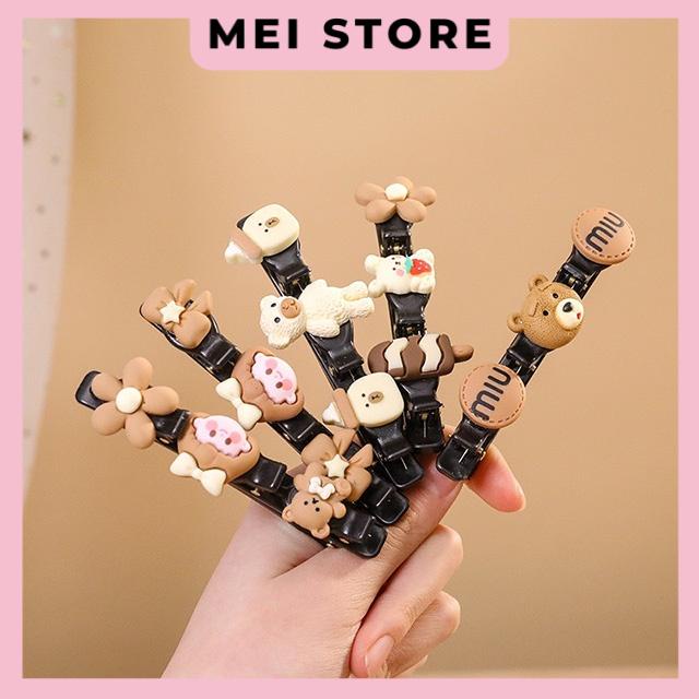 Set 6 Kẹp Tóc Hình Gấu Dễ Thương Phong Cách Hàn Quốc