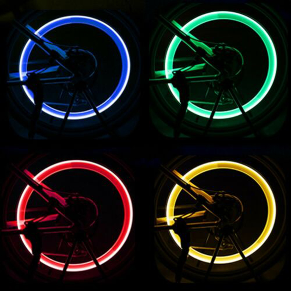 Set 2 Đèn Led Chống Nước An Toàn Gắn Van Lốp Bánh Xe Đạp / Mô Tô