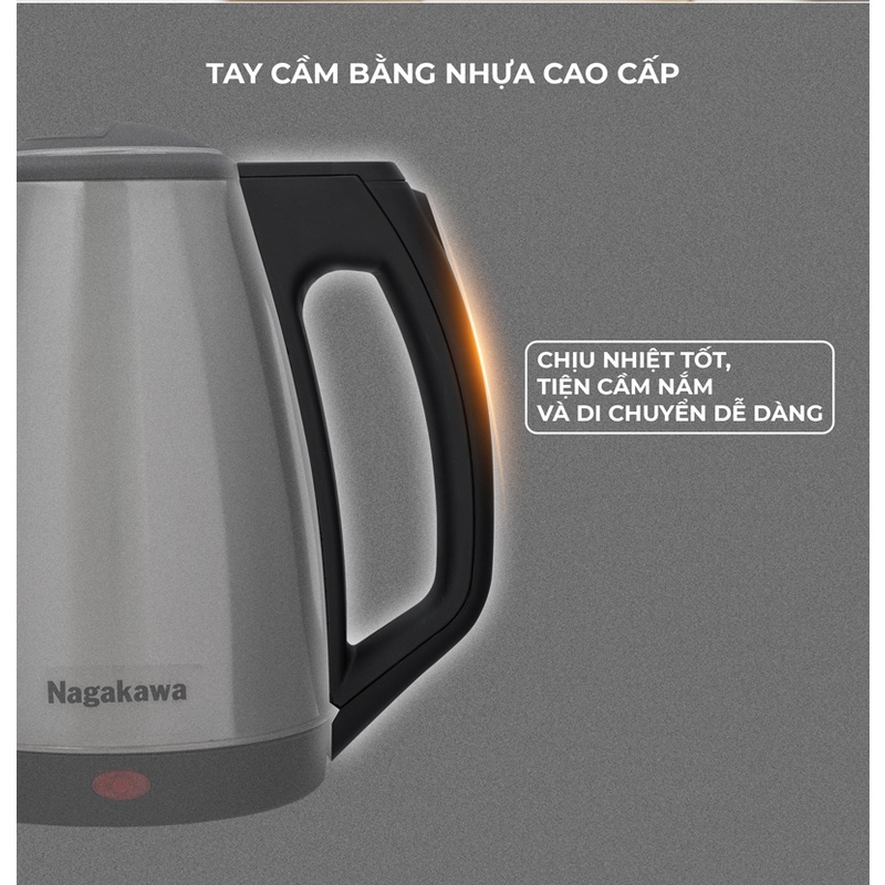 Ấm siêu tốc 1.8L Nagakawa - Hàng chính hãng - Bảo hành 12 tháng